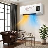 Wall Mounted Mini Split Ac & Heater, Ductless Air Conditioner with Remote, Energy Saving Cooling & Heating Unit for Bedroom Living Room, Small Ac System Red