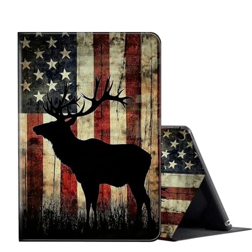 for Samsung Galaxy Tab A9 Plus Case (11 inch-2023 Model SM-X210/X216/X218),PU Leather Slim Folio Stand Cover Case for Samsung Tablet A9+/A9 Plus 5G,Auto Sleep/Wake-Deer USA Flag