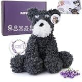 KOWSI® Microwavable Heating Pad Schnauzer Dog Plush - Weighted Stuffed Animal Toy Tourmaline Beads & Lavender - 1.1 lb for Long Lasting Cozy Warmth & Relaxation - Includes Gift Box & Greeting Card