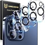 UniqueMe Compatible for 3 Pack iPhone 15 Pro/iPhone 15 Pro Max Camera Lens Protector, [Drop Protection] [Case Friendly] 9H Tempered Glass Camera Cover Screen [New Version]