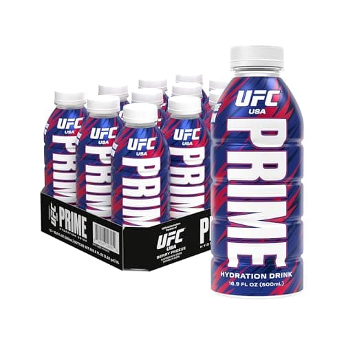 PRIME Hydration UFC, Sports Drinks, Electrolyte Enhanced for Replenishing Fluids, 250mg BCAAs, B Vitamins, Antioxidants, Low Sugar, 16.9 Fl Oz, 12 Pack