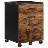 HOOBRO 3-Drawer File Cabinet, Wooden Under Desk Filing Cabinet, fits A4/Letter Size for Home Office, Small Rolling Storage Drawer Chest, Printer Stand with Drawers, Rustic Brown and Black BF02WJ01G1