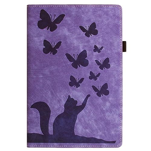 for Xiaomi Redmi Pad 10.61 Inch Released 2022 Embossed Folding Stand Protective Cover Flip Case Shockproof PU Leather Card Slot Tablet Shell(Purple)
