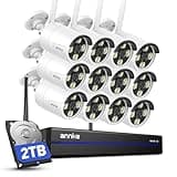 ANNKE Wireless Security Camera System 2TB Hard Drive, 16CH 4K WiFi NVR Kit, 12Pcs 2K Home Surveillance Cams for Indoor/Outdoor, 2-Way Audio, Night Vision, Weatherproof, Motion Detection, Metal Housing