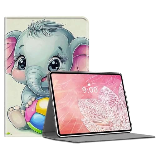 DSIVIKIZ Folio Stand Tablet Case for HD8 2018–Cute Baby Elephant, Slim Shockproof PU Leather | Magnetic Multi-Viewing Angles Cover, Function Hard Back Shell for HD8 2018