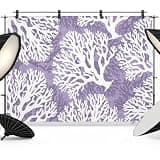 Purple Coastal Coral Backdrop 12x8ft Summer Nautical Sea Beach Ocean Photography Backdrop Photoshoot Background Tapestry Banner for Birthday Baby Shower Decoration Party Video Photo Studio Props