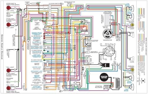 JEGS Wiring Diagram for 1973 Ford Mustang, 11 in x 17 in., Laminated