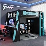 Merax Full Size Loft Bed with Desk, Multi-Storage Shelves and RGB Light
