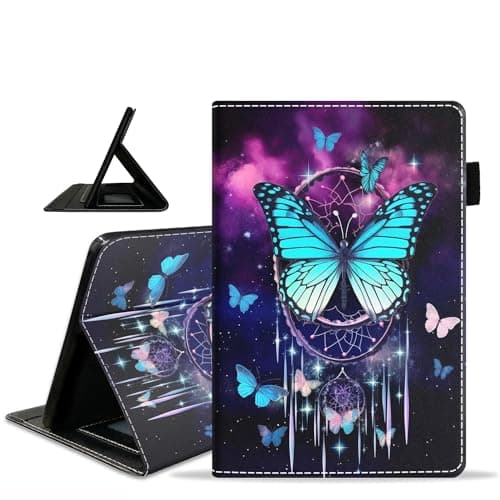 ZXHSBROK Case for Amazon Fire HD 8/Fire HD 8 Plus Tablet (12th/10th Generation, 2024/2022/2020 Release) - Slim PU Leather Stand Folio Cover with Card Slot & Auto Sleep/Wake, Dreamcatcher Butterfly