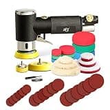 ZFE 1/2/3 Inch Random Orbital Air Sander, Mini Pneumatic Sander for Auto Body Work, High Speed Air Powered Polisher with 15 Polishing Buffing Pads,18 Sandpapers