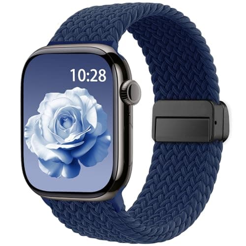 Braided Stretchy Band Compatible with Apple Watch Bands 38mm 40mm 41mm 42mm 44mm 45mm 46mm 49mm Women Men, Soft Nylon Solo Loop Magnetic Sport Strap for iWatch Series 11 10 9 8 7 6 5 4 3 2 1 SE Ultra