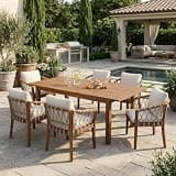 THINK 30 Acacia Wood Outdoor Dining Sets 7 Pieces,Modern 6 Chairs & 1 Large Table,Dining Furniture Set for Lawn, Backyard, Garden Deck,Poolside,Teak