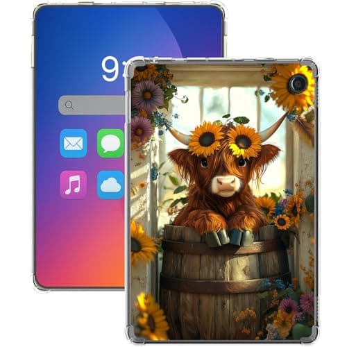 Gmeyutqy Clear Case for Amazon Kindle Fire HD 10 13th Gen 2023 Release, Ultra Slim Lightweight TPU Soft Transparent Cover for Fire HD 10 2023, Sunflower Cow