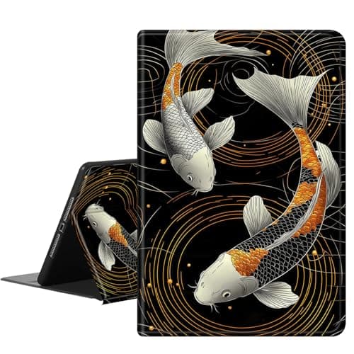 RMJKXQZG for iPad Air 13 Inch Case (M3/M2-2025/2024 Release), Slim iPad 13 Protective Case with Stand Hard Back Shell for iPad Air 13, Auto Wake/Sleep, Black and Orange Koi Fish