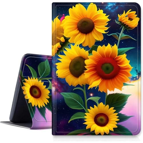 DIGTIALLL Case for iPad A16 11th Generation 11 inch 2025 / i10th Generation 10.9 Inch 2022 PU Leather Smart Premium Stand Protective Cover with Auto Sleep/Wake,Yellow Sunflowers