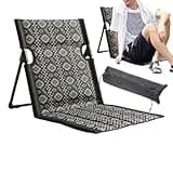 Foldable Beach Chair - Beach Lounge Chair | Camping Cushion | Adjustable Backrest Foldable Retro Boho | Patio Pool Recliner | for Camping Travel Garden Lawn Backyard Balcony Courtyard Patio Pool