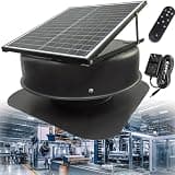 Solar Attic Fan, 42 Watt Solar Powered Roof Exhaust Fan, Low Noise, Weatherproof Design, Auto-Run Nighttime Operation, Remote Control Included