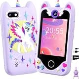 Kids Smart Phone for Girls Gifts - Toddler Christmas Birthday Gift for Age 3 4 5 6 Year Old, Kids Cell Phone Toy with Touchscreen, Dual Cameras, Learning, Kid Mp3 Player, Games with 32 GB Card