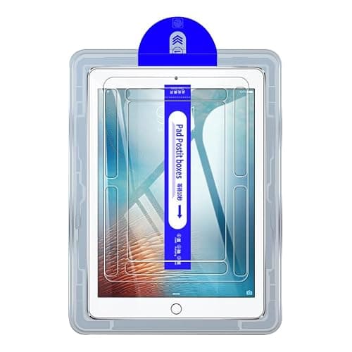 Kepuch Tempered Glass Screen Protector Transparent Compatible for iPad 5 2017/6 2018/Air/Air 2 9.7", with Auto-Alignment Tool