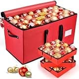 Mrrihand Christmas Ornament Storage Box, Ornament Storage Container with 8 Trays-Xmas Decoration Organizer Keeps 128 Holiday Ornaments 3-Inch, Dual Zipper Closure, 600D Tear-Proof（Red）