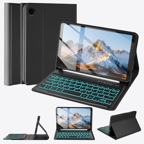 SOPPY Backlit Bluetooth Keyboard Case for Samsung Tab A9 8.7 Inch/Galaxy Tab A11 8.7 Inch 2025, Slim Magnetic Cover with Detachable Wireless Keyboard for Samsung Galaxy Tab A11, US Layout, Black