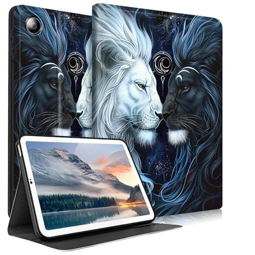 HEAKIERG for iPad 10.2 9th / 8th / 7th Generation (2021/2020/2019) Tablet Case, PU Leather Stand Shell Multiple Viewing Angles Protective Cover for iPad 10.2 Inch, White Black Wolf