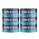 Safe Catch Canned Wild Tuna Fish, Wild Caught, Lowest Mercury, Gluten-Free, Kosher, Non-GMO, Whole30 Approved, Paleo, Keto Food, 5oz Can, 6-Pack
