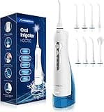 Hangsun Water Flossers for Teeth Cordless Rechargeable Dental Oral Irrigator Water Jet for Teeth Braces Care with 8 Jet Tips for Travel and Home Use (White)