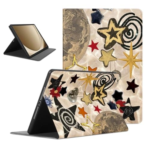 Trendy Cute Y2k Star Print Tablet Case for Samsung Galaxy Tab A9+/A9 Plus 11" SM-X210/X215/X216, Aesthetic Girly Cases PU Leather Shockproof Protective Cover Funda for Women Girls