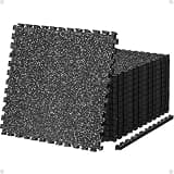 AIRHOP 0.79in Thick 48 Sq Ft Exercise Equipment Mats, 12 Tiles Upgraded Rubber Top with High Density EVA Foam, Large Interlocking Puzzle Gym Flooring for Home Gym, Heavy Weight Workout,Black & White