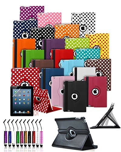 for Samsung Galaxy Tab 2-7.0 Inch P3100 / P3110 (2012) - Mobibax Prime Custom Made Tablet Case Cover with 360° Rotating and Stand Feature & Mini Stylus Pen in White with Black Polkadots