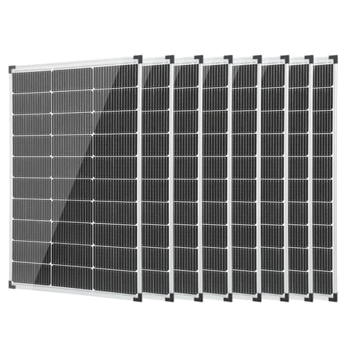 800W Solar Panels, 800Watt Solar Panel 16BB, 8Pcs N-Type 12V 100 Watt Solar Panels, 25.6% High Efficiency IP68 Waterproof for RV Boat Marine Trailer Farm Rooftop Home Off-Grid System
