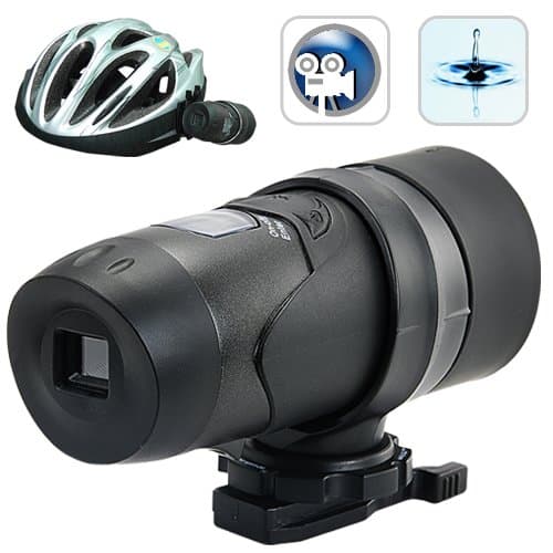 GSI Super Quality High-Definition Helmet Waterproof Action Audio/Video DVR Camera/Camcorder - LCD Display, USB Interface, AV Port, Internal Microphone - Helmet Straps, Bike Mount and 4 GB Memory Card Included, For Biking, Cycling, Racing, Skiing Etc.