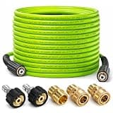 Hourleey Pressure Washer Hose 50 FT, 3600 PSI Flexible Kink Resistant Power Washer Hose Replacement, 1/4" Quick Connect Pressure Hose Extension, Green