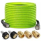 Hourleey Pressure Washer Hose 50 FT, 3600 PSI Flexible Kink Resistant Power Washer Hose Replacement, 1/4" Quick Connect Pressure Hose Extension, Green
