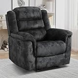 EBELLO Manual Recliner Chair, Soft Fabric Recliner Sofa with Overstuffed Armrest and Backrest for Living Room, Bedroom, Grey