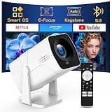 【Netflix App Available】TMY Projector with Built in Apps, 1080P Movie Projector with WiFi and Bluetooth, 270° Rotatable Outdoor Projector for Phone/PC/HDMI/USB (white)