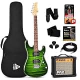 Pyle Electric Guitar Kit with Amp, Full Size Instrument with Humbucker Pickups, Guitarra Electrica Amplifier and Beginner Bundle Accessories, 39" Green