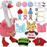 6 Sets Desk Goose Outfits 7 Inches, Mini Desktop Goose Clothes with Cute Hat Scarf Necklace Dresses and Sunglasses for Magnetic Mini Porch Geese Key Holder Decor Gifts