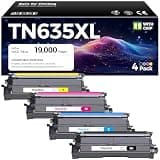 TN635XL TN635 Toner Cartridge Set with Chip 4-Pack High Yield Replacement Compatible with Brother HL-L8430CDW HL-L8570CDW L8430CDWT MFC-L8730CDW MFC-L8930CDW MFC-L8970CDW EX575 Printer Ink Black Color