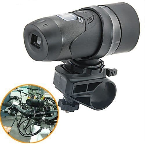 GSI Super Quality High-Resolution Waterproof Action Audio Video DVR Camera Camcorder - LCD Display, SD Card Slot, USB Interface, A/V Port, Internal Microphone - Helmet Straps And Bike Mount Included, For Biking, Cycling, Racing, Skiing And Water Sports