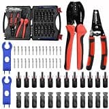 LingChievo Solar MC4 Connector Crimping Tool Kit for Solar Panel Cable Assembly,14-10 AWG Wire Crimper and Stripper,2 Spanner Wrenches, 12 Pairs of Connectors for PV Installation