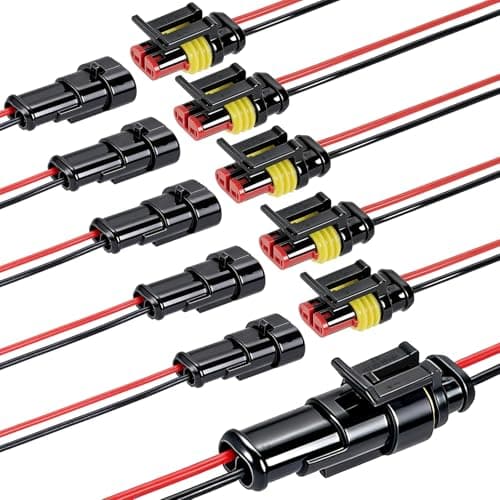 Lekgavd 6 Kits 20 AWG Double Wire Plug in Connector with Locking Buckle, Waterproof Electrical Quick Automotive Wire Male and Female Connectors, 2 Pin Connector for Car Motorcycle Truck