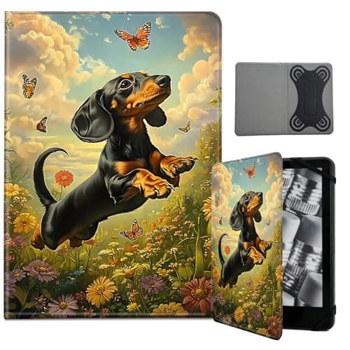 NLZQTTBD Universal Case for 6-7 Inch Tablet eReader - Premium PU Leather Cover,Compatibility 6",6.8",7" Case for Kindle/Kobo/Nook/Tolino/Pocket Book E-Book Tablet - Dachshund Dog