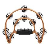 Double Row Handbell Tambourine Metal Jingles Hand Held Percussion Drum Half Moon Handbell Musical Instrument with Ergonomic Grip for KTV Party