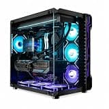 HYPER CYBER Eclipse Gaming PC Desktop Computer, AMD Ryzen 7 7800X3D, Radeon RX 9070 XT, 32GB DDR5, 2TB SSD, Wonder Vision 360 Turbo ARGB Black, Windows 11 Home, RGB Lighting, Ready to Use
