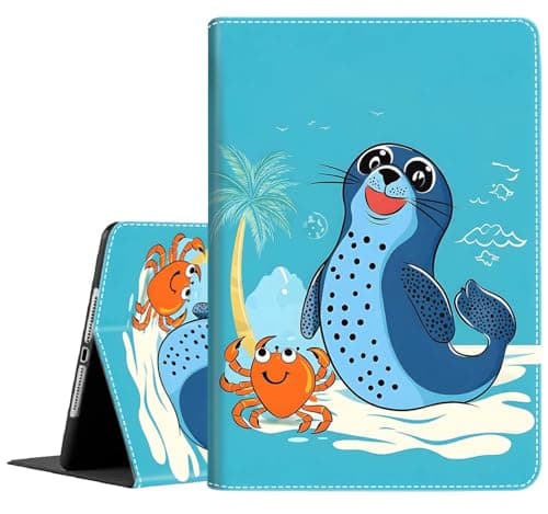 Case for iPad Mini 5 Generation 2019/ Mini 4, Mini 1 2 3, Multi-Angle Smart Stand Cover Auto Sleep/Wake for iPad Mini 5/4/3/2/1, Blue Cartoon Cute Seal