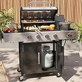 Aoxun 4-Burner 49000 BTU Propane Grill with Side Burner, Black