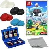 The Legend of Zelda: Link's Awakening for Nintendo Switch (US Version), with PremGear Thumb Grips (8 pack - Black, Blue, Red & Clear), 24 Slot Game Card Holder & Cleaning Cloth