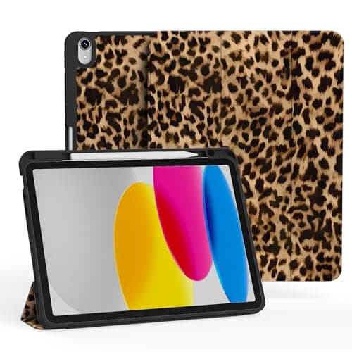 Ouinice Leopard Case for iPad Air 11 Inch M4/M3/M2 (2026/2025/2024), iPad Air 10.9-inch 5th/4th Generation Case (2022/2020), Protective Cover with Pencil Holder, Trifold Stable Stand, Brown Cheetah